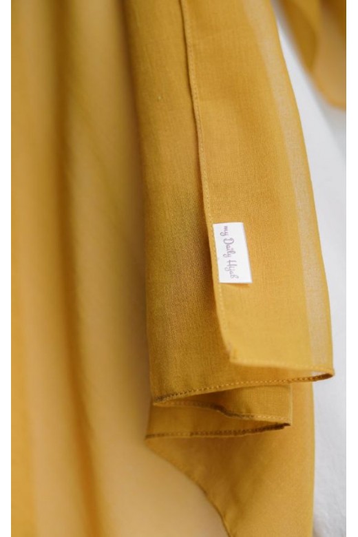 Pasmina Voal Gucci Jahit Tepi Mustard